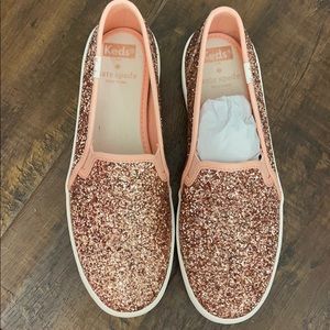 Kate Spade Double Decker Glitter Rose Gold Shoes